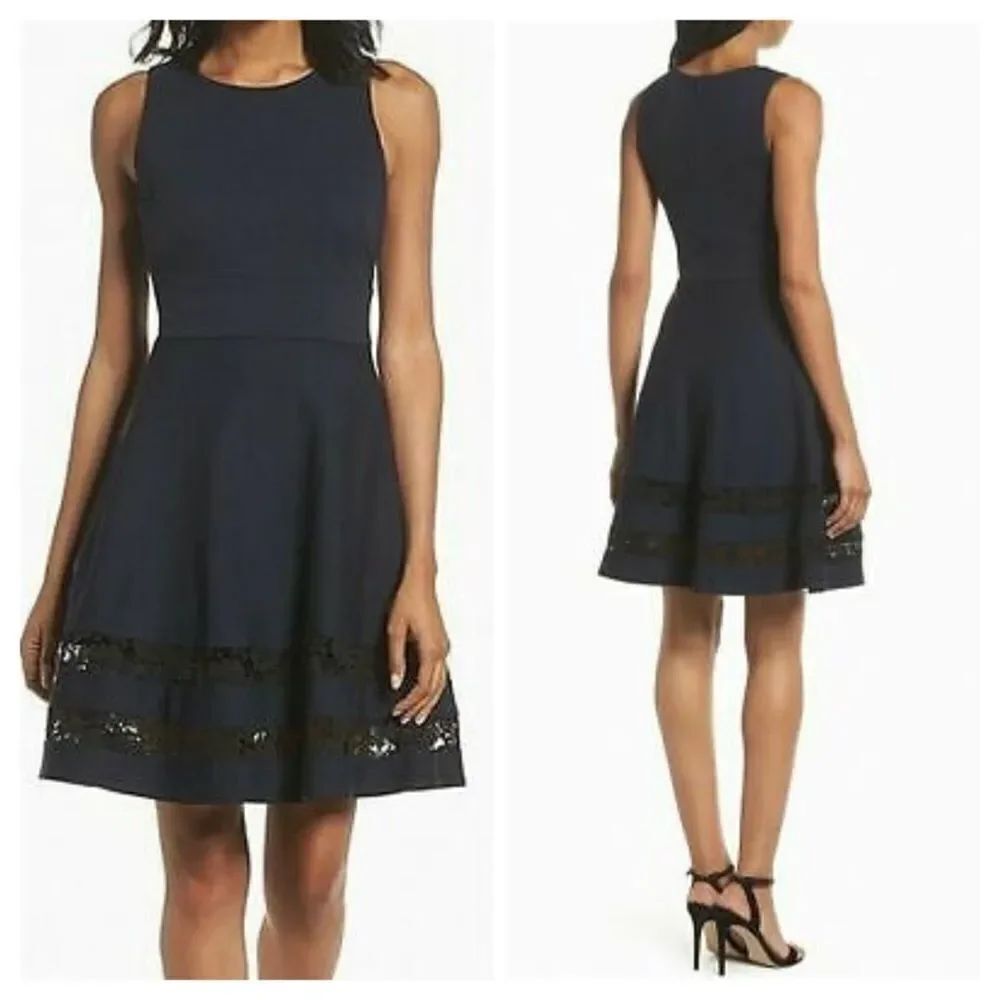 Eliza J Lace Trim Fit & Flare Dress Size 8 & 14